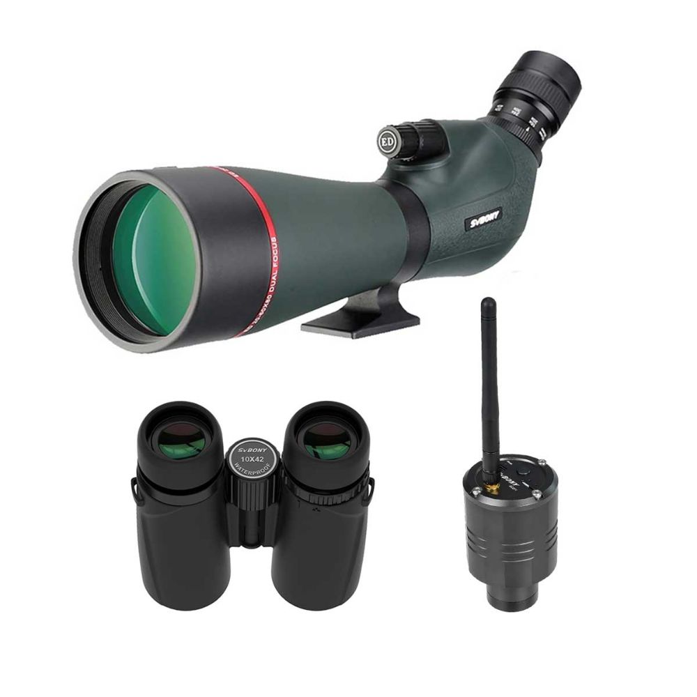 SV406P 20-60X80 ED Spotting Scope - SA205 ED Binocular FMC Bak4 Prism IPX7 Waterproof for Birdwatching