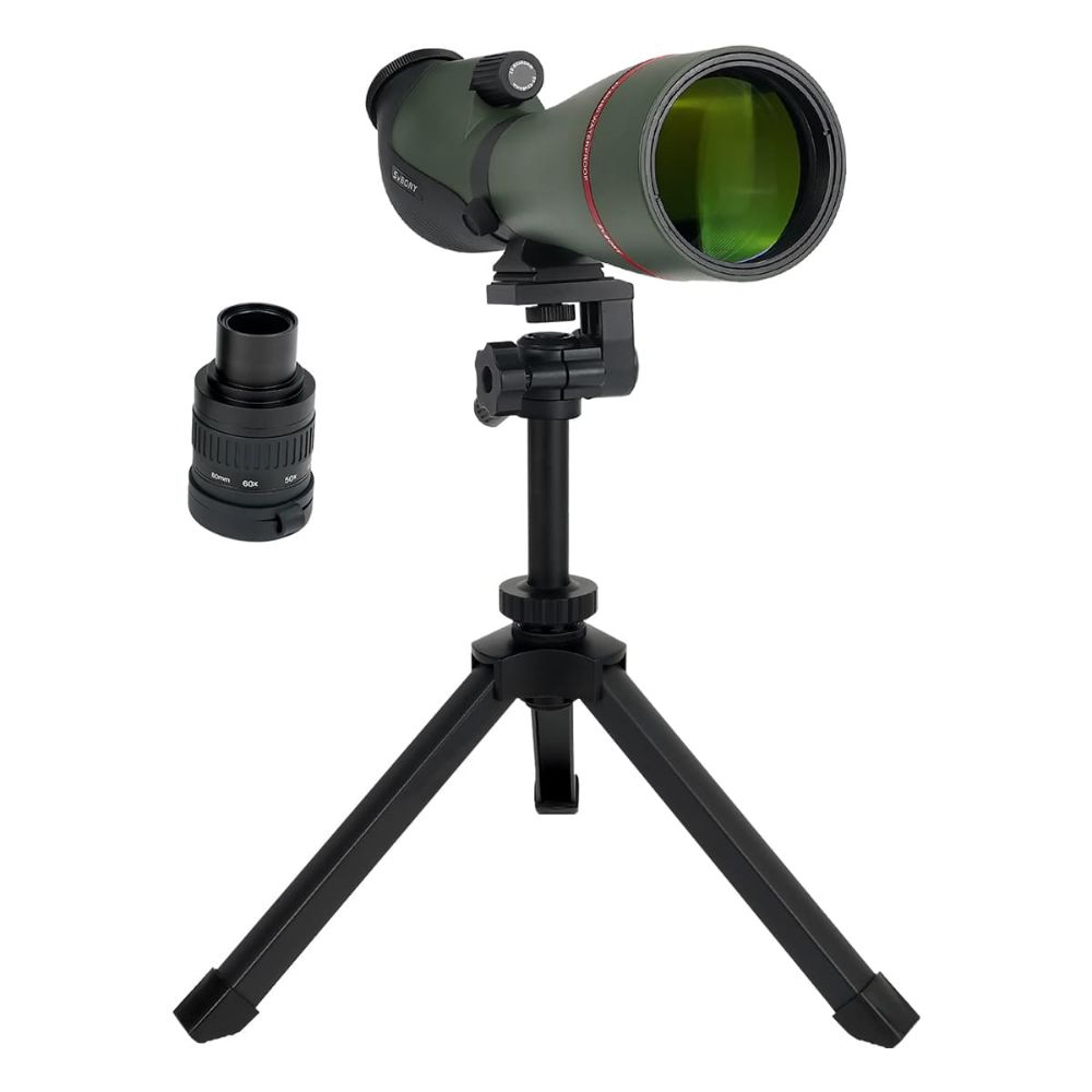 SA412 Spotting Scope 20-60X80mm HD FMC 1.25inch Detachable Eyepiece With SV146 Adjustable Tabletop Tripod For Middle-range Shooting