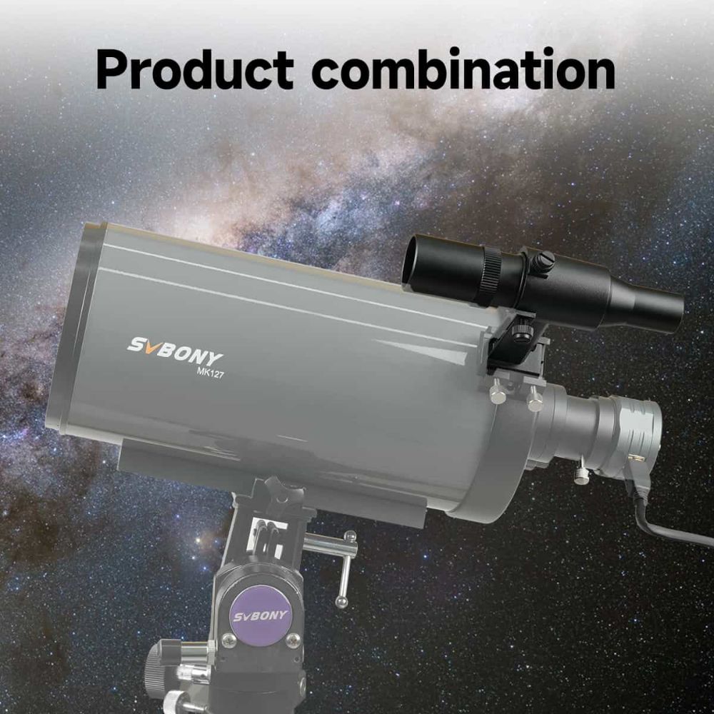 SV182 6x30 Finder Scope Straight Metal Star Finder Black Correct-Image Optical for Astronomical Telescope with Stand and Bracket