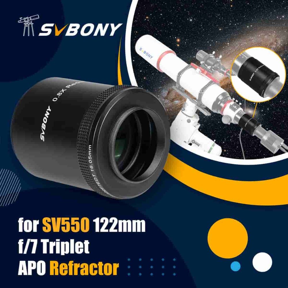SVBONY SV209 Focal Reducer/Field Flattener 0.8x for SV550 122F7 Triplet APO Refractor Black