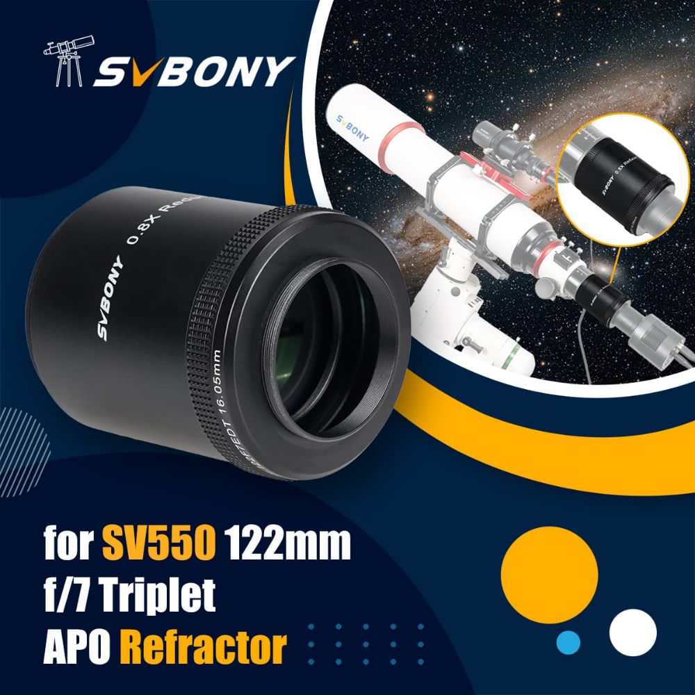 SVBONY SV209 Focal Reducer/Field Flattener 0.8x for SV550 122F7 Triplet APO Refractor Black