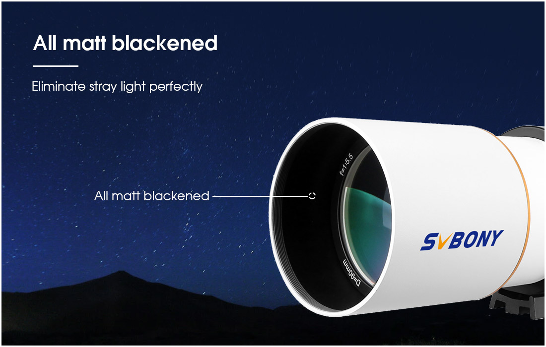 Svbony SV48P telescope all matt black