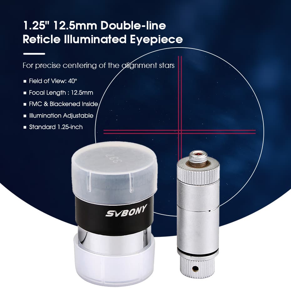 12.5mm 1.25" Illuminated Reticle Plossl Telescope Eyepiece