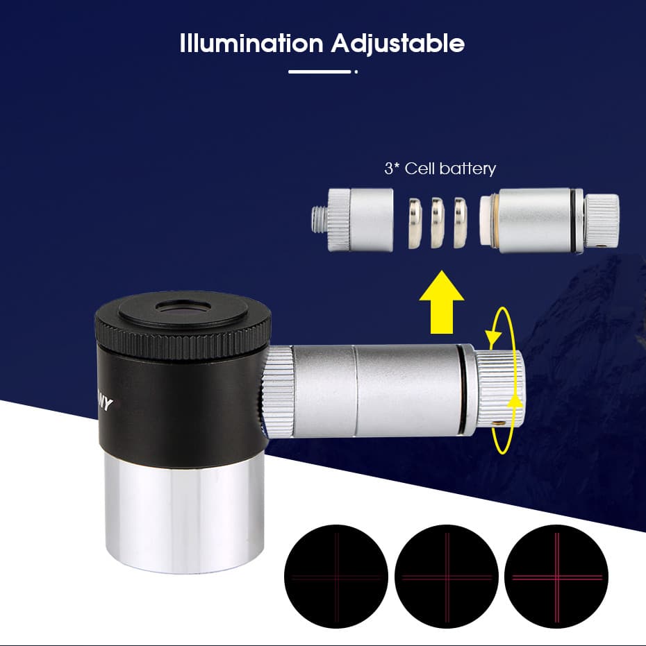 12.5mm 1.25" Illuminated Reticle Plossl Telescope Eyepiece