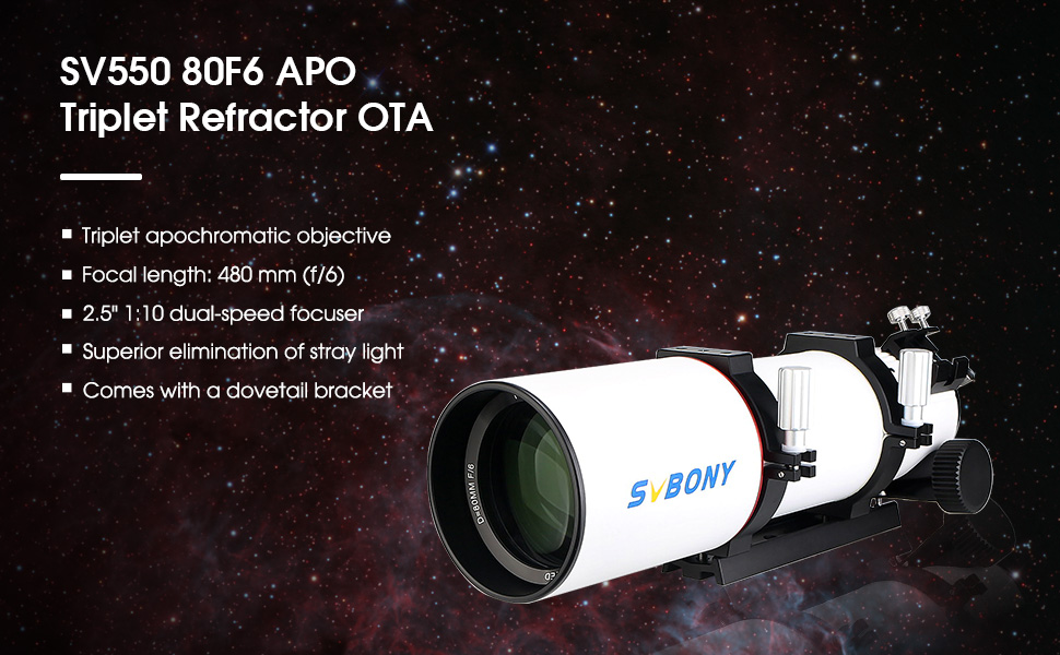 SVBONY SV550 80F6 APO Triplet Refractor OTA