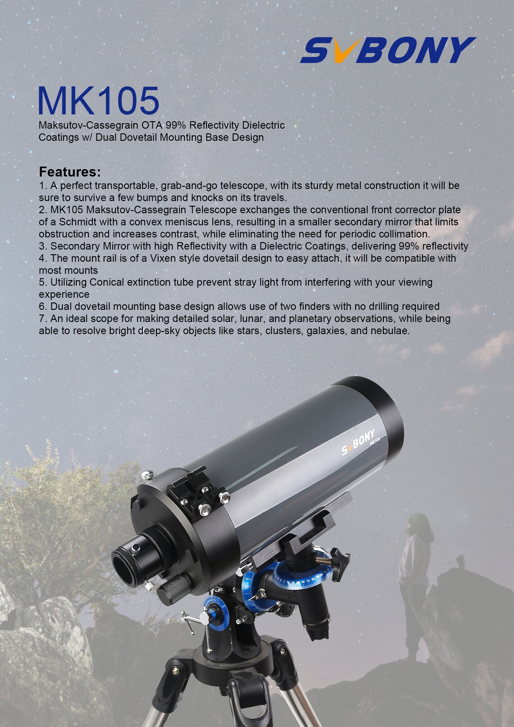 Telescope MK105 Maksutov-Cassegrain OTA 