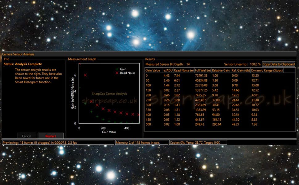 SV605CC Tests NINA & Sharpcap Sensor Analysis