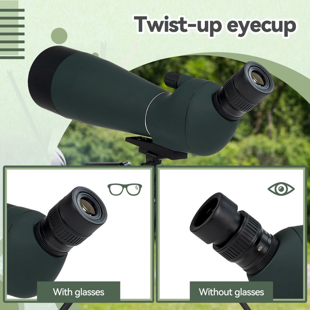 SVBONY SV28PLUS Spotting Scope 20-60x80 FMC Coating 23mm Eyepiece for Target Shooting & Archery With Desktop Tripod