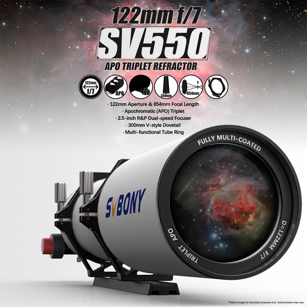 SVBONY SV550 APO Refractor Telescope Apochromatic Triplet  122mm F7 Telescope for Deep Sky Astrophotography
