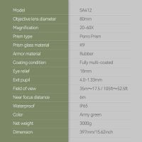 sa412 spotting scope specifications