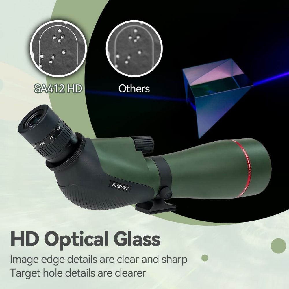 SA412 Spotting Scope 20-60X80mm HD FMC 1.25inch Detachable Eyepiece With SV146 Adjustable Tabletop Tripod For Middle-range Shooting