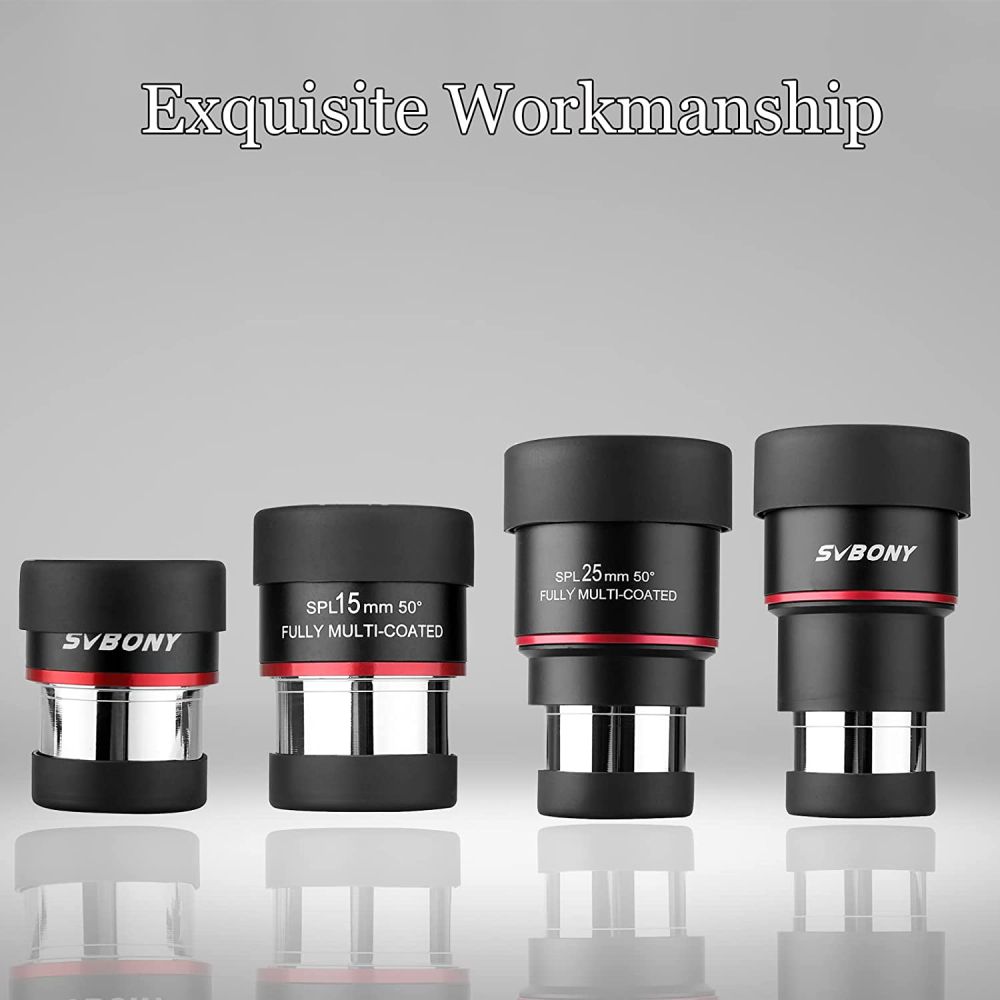 SV207 Plossl Eyepiece 1.25 inch Super wide angel 8/15/25mm 50-Degree 