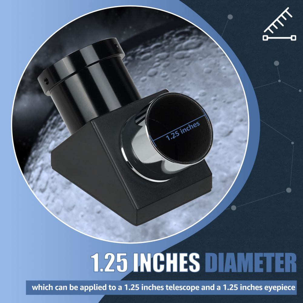 SV221 Mirror Diagonal 1.25inch 90 Degree Brass Compression Rings for Refractor Telescope