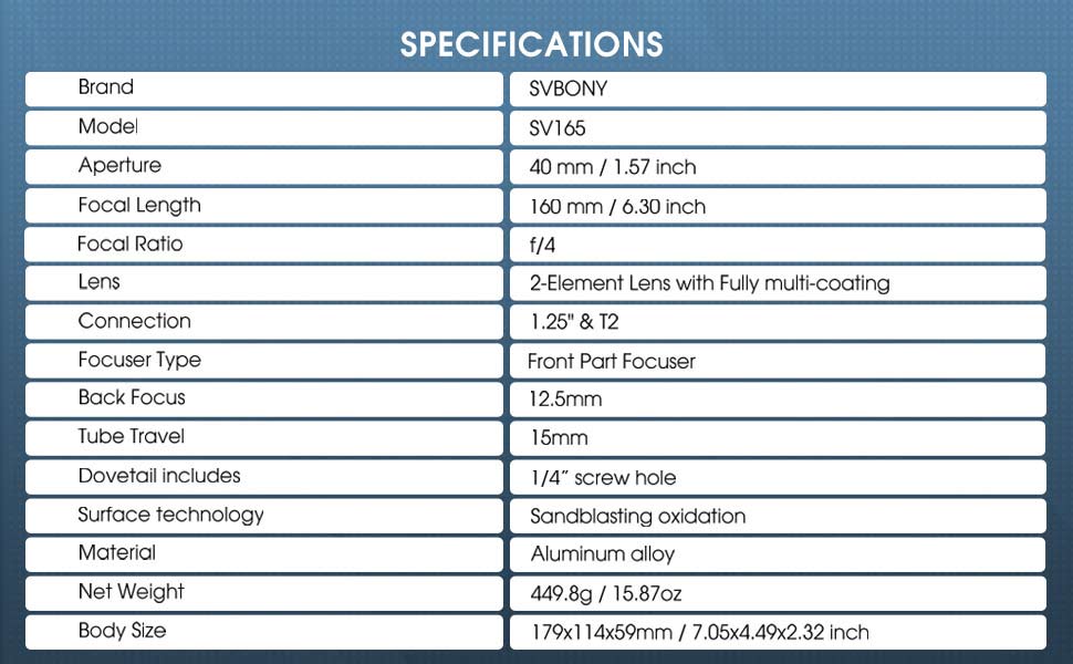 Svbony SV165 Mini 40mm f/4 Guide Scope