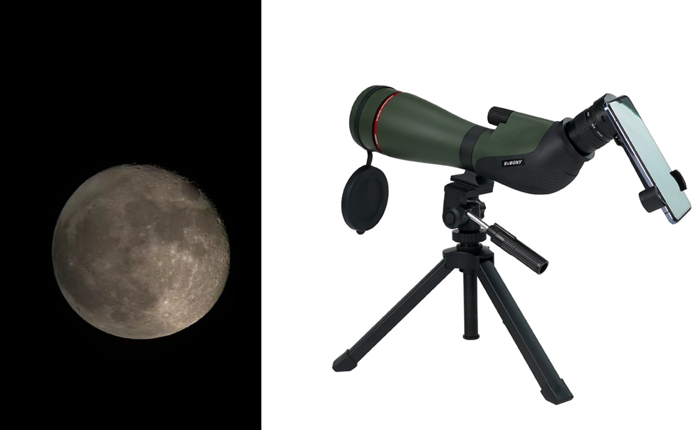 The moon photographed by SA412 Spotting Scope 20-60X80mm